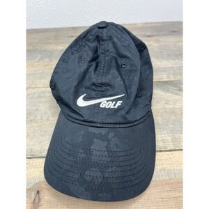 Nike Golf Heritage 86 Cap Black Camo Print Strapback Hat Unisex DC0779 010